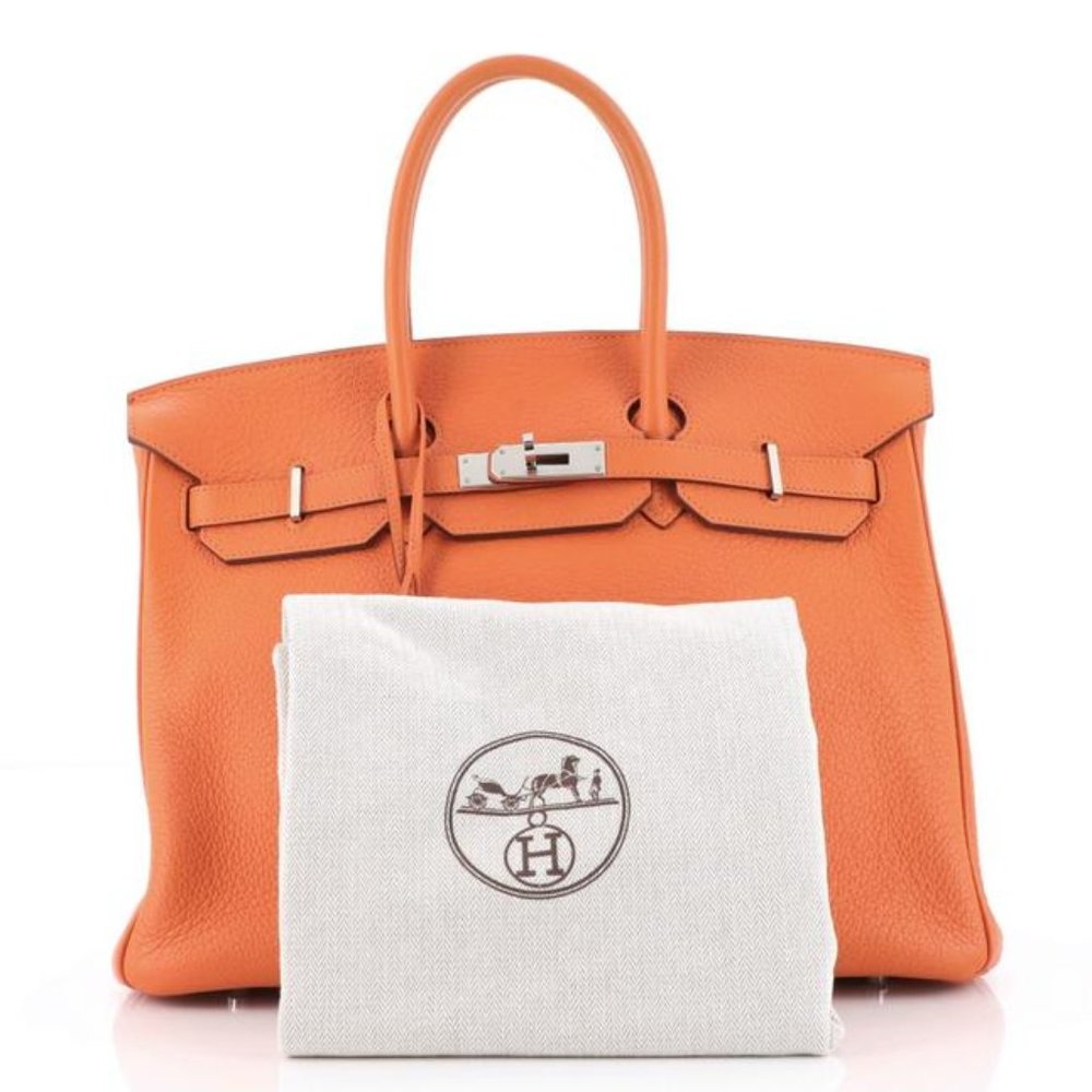 Hermes Birkin Handbag Orange H Clemence